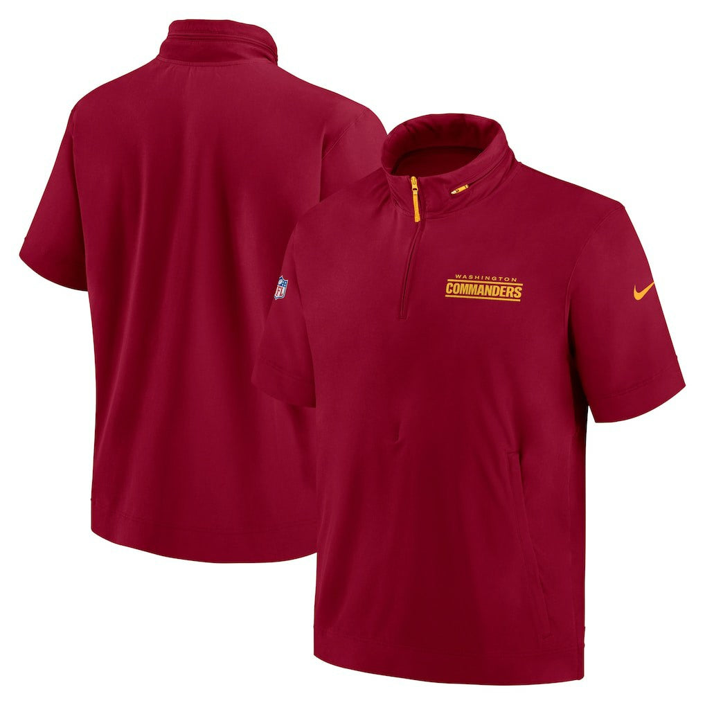 Washington Commanders 2024 Sideline Coach Short Sleeve Half-Zip Hoodie Jacket - Burgundy discount