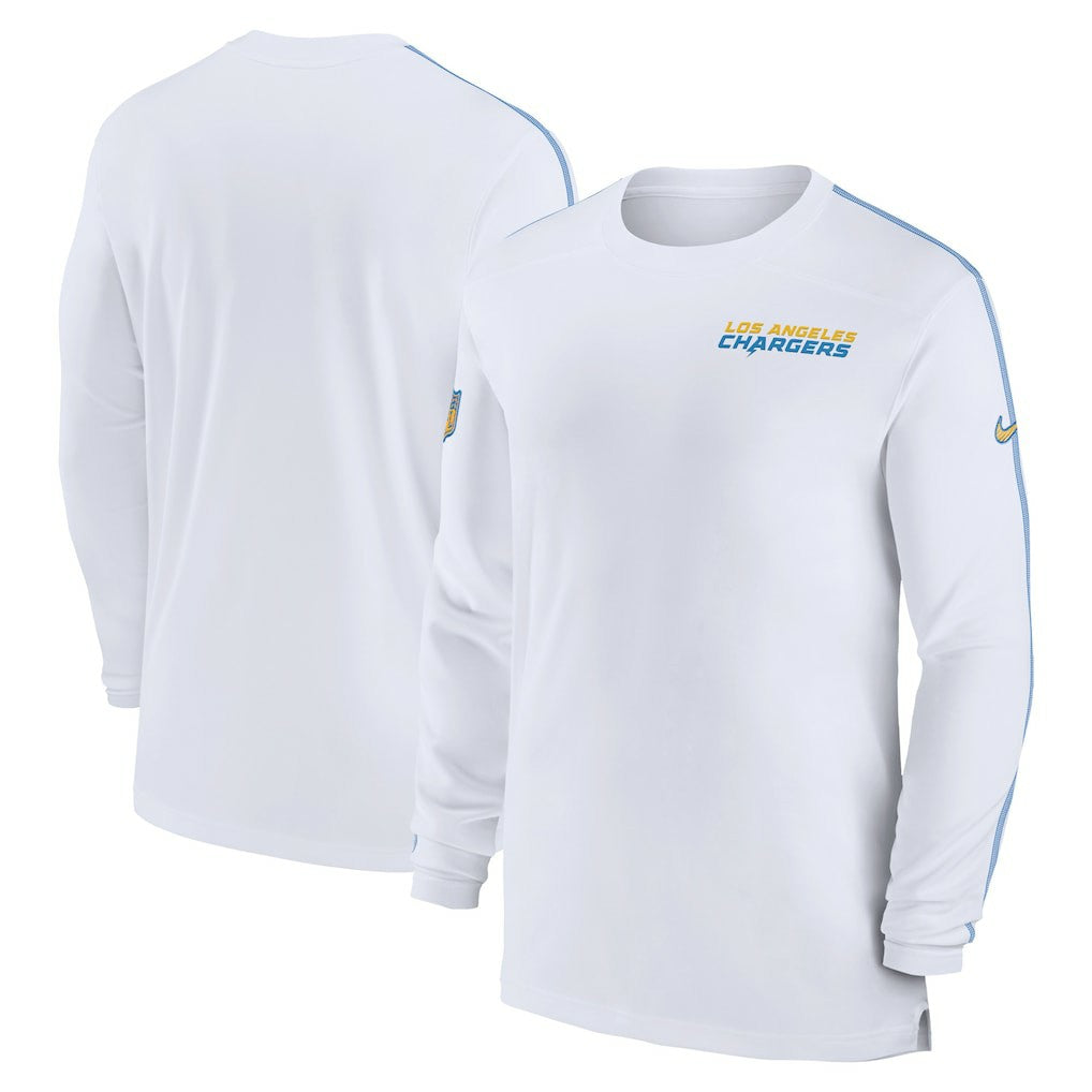 Los Angeles Chargers Sideline Coach UV Performance Long Sleeve T-Shirt - White on sale