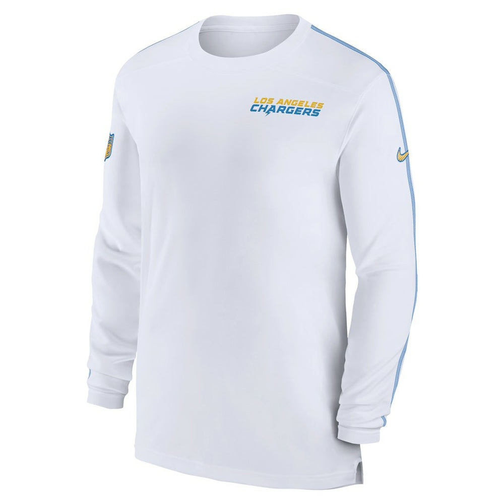 Los Angeles Chargers Sideline Coach UV Performance Long Sleeve T-Shirt - White on sale
