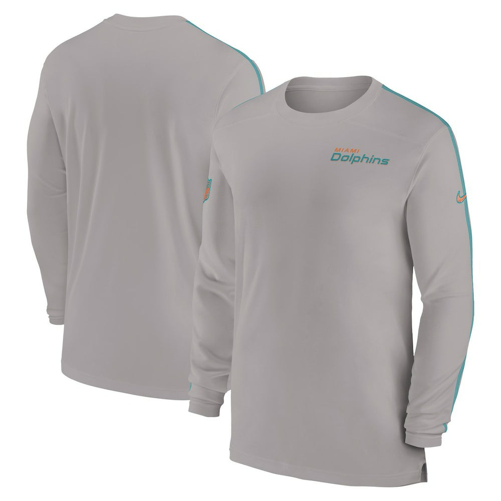 Miami Dolphins Sideline Coach UV Performance Long Sleeve T-Shirt - Gray outlet