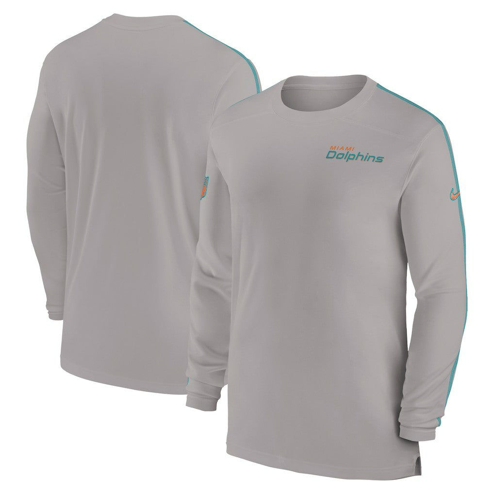 Miami Dolphins Sideline Coach UV Performance Long Sleeve T-Shirt - Gray outlet