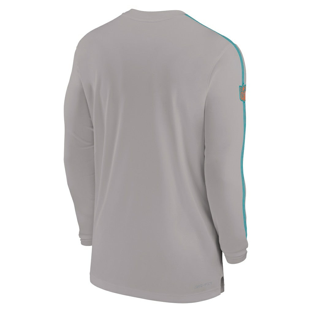 Miami Dolphins Sideline Coach UV Performance Long Sleeve T-Shirt - Gray outlet