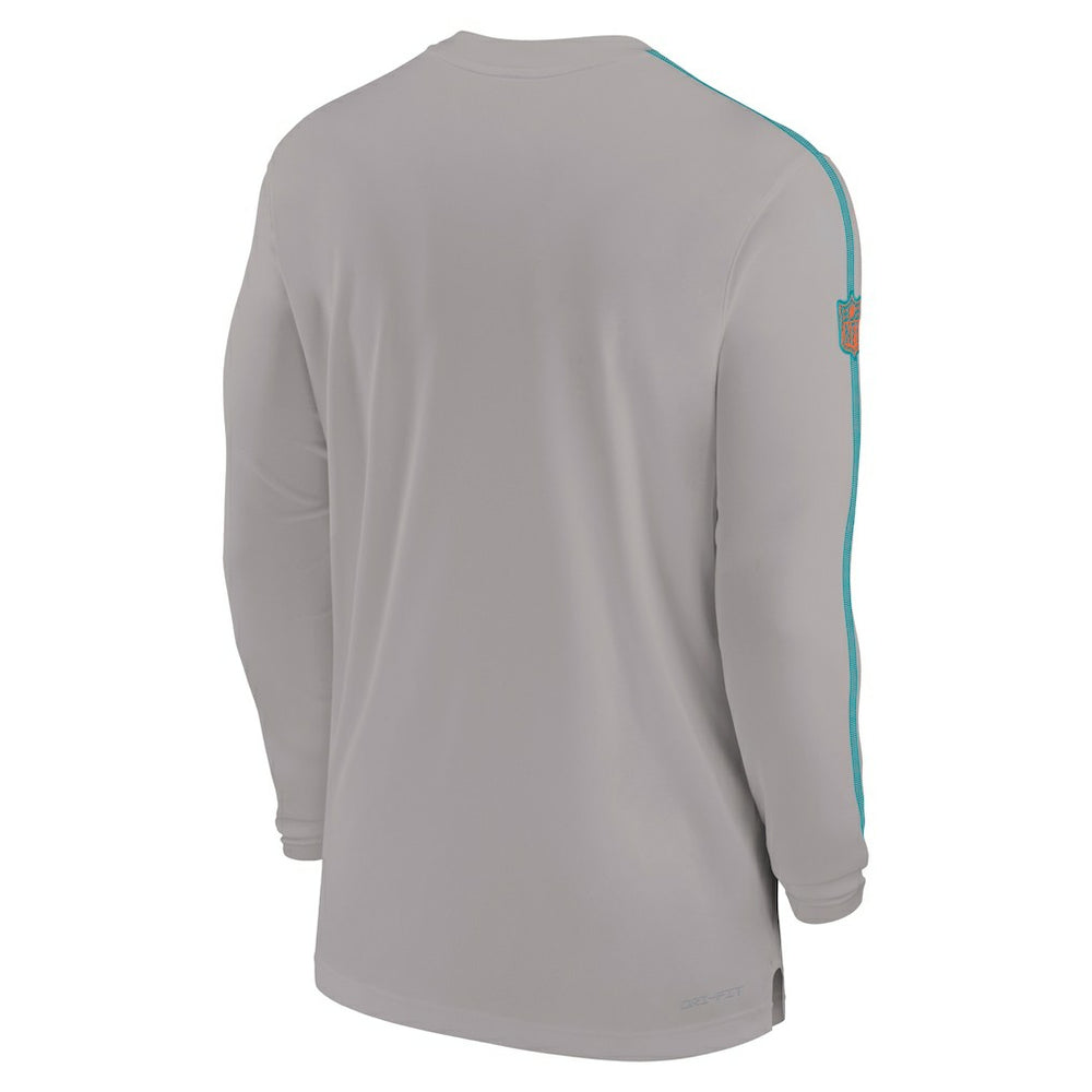 Miami Dolphins Sideline Coach UV Performance Long Sleeve T-Shirt - Gray outlet