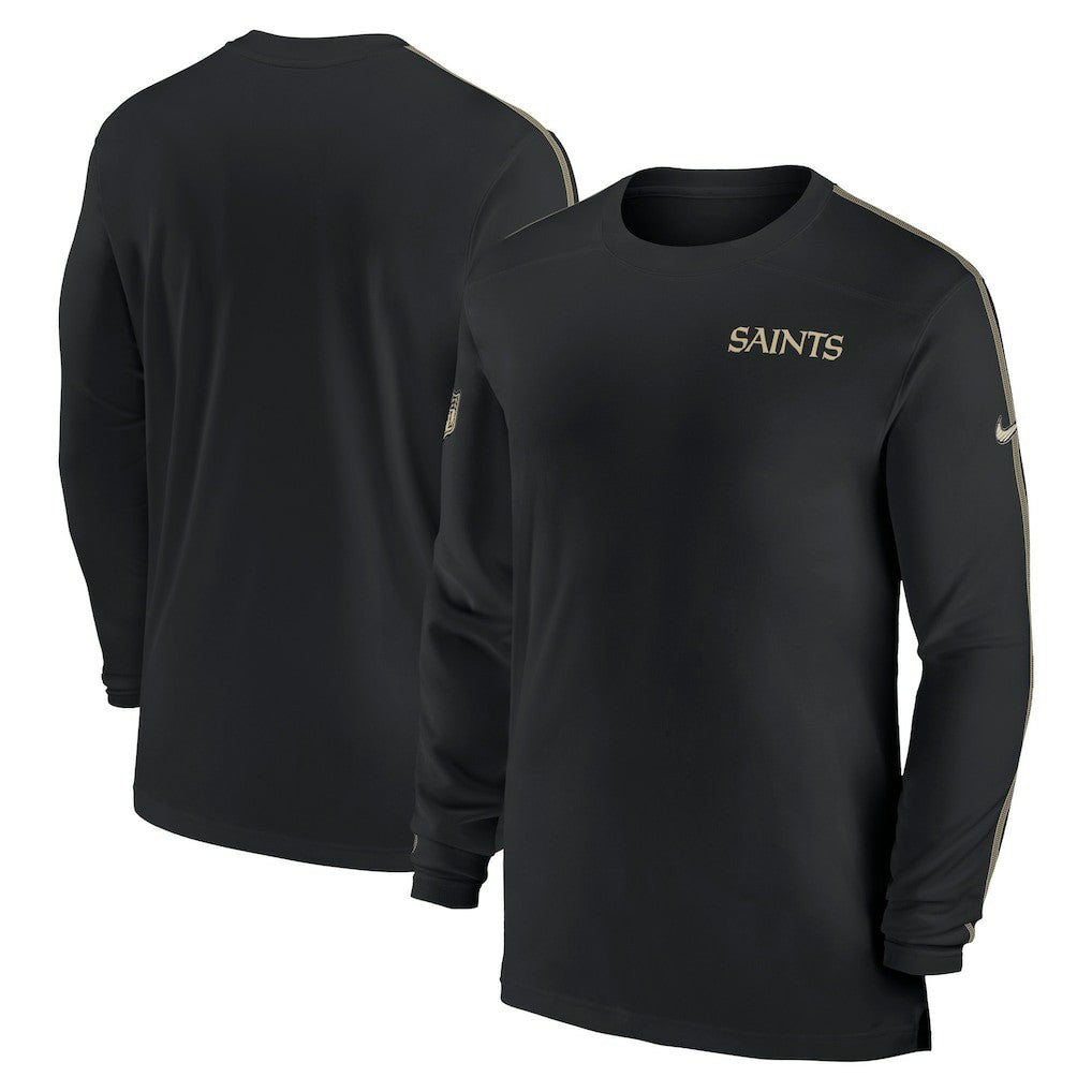 New Orleans Saints Sideline Coach UV Performance Long Sleeve T-Shirt - Black for sale