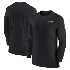 New Orleans Saints Sideline Coach UV Performance Long Sleeve T-Shirt - Black for sale