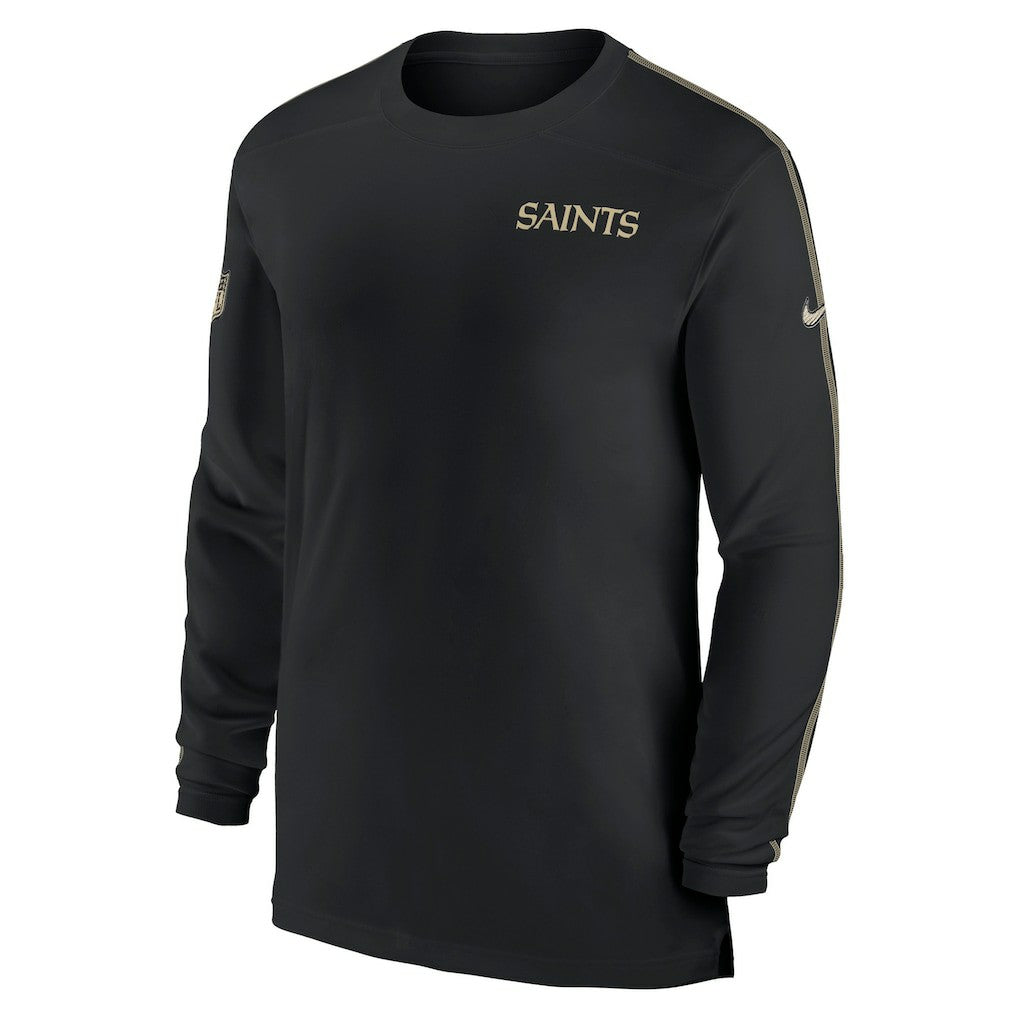 New Orleans Saints Sideline Coach UV Performance Long Sleeve T-Shirt - Black for sale