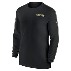 New Orleans Saints Sideline Coach UV Performance Long Sleeve T-Shirt - Black for sale