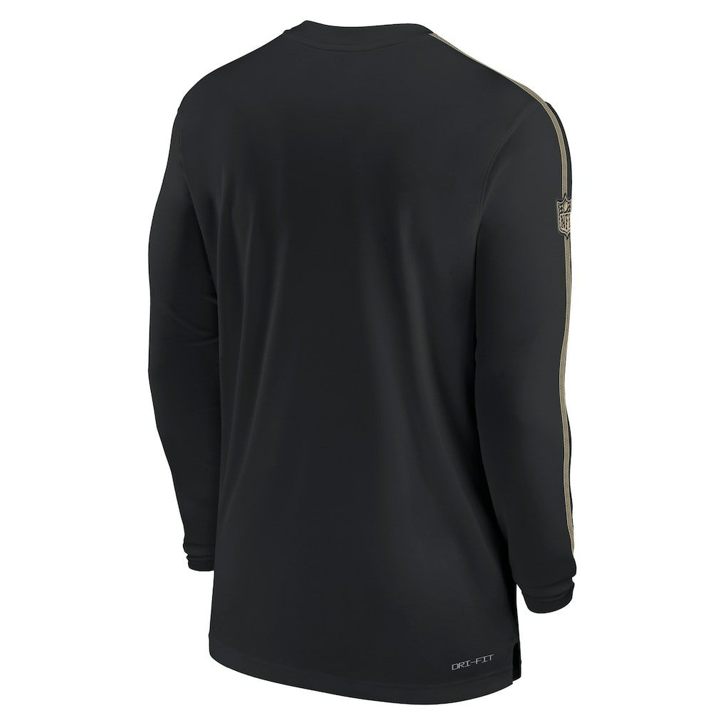 New Orleans Saints Sideline Coach UV Performance Long Sleeve T-Shirt - Black for sale