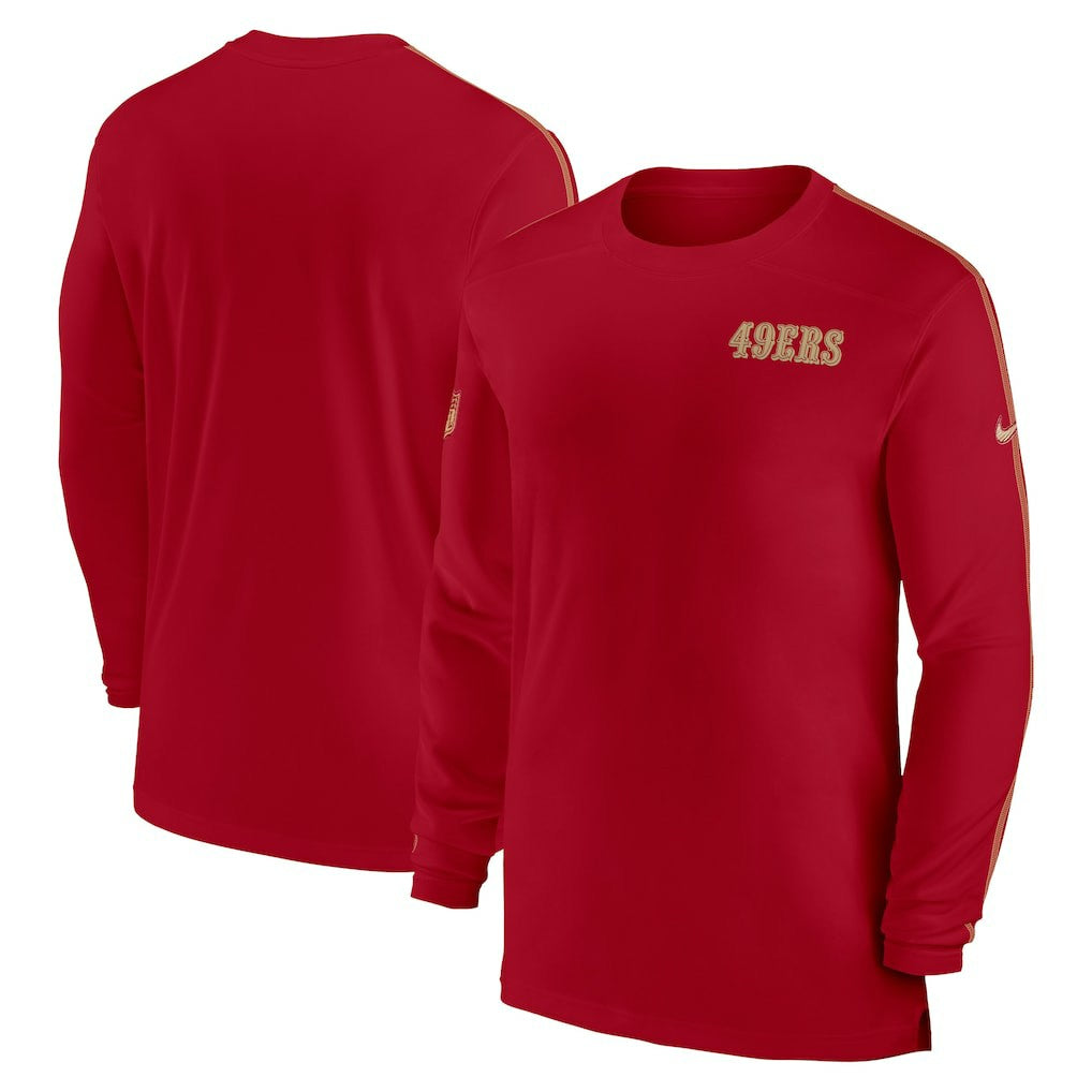 San Francisco 49ers Sideline Coach UV Performance Long Sleeve T-Shirt - Scarlet cheap