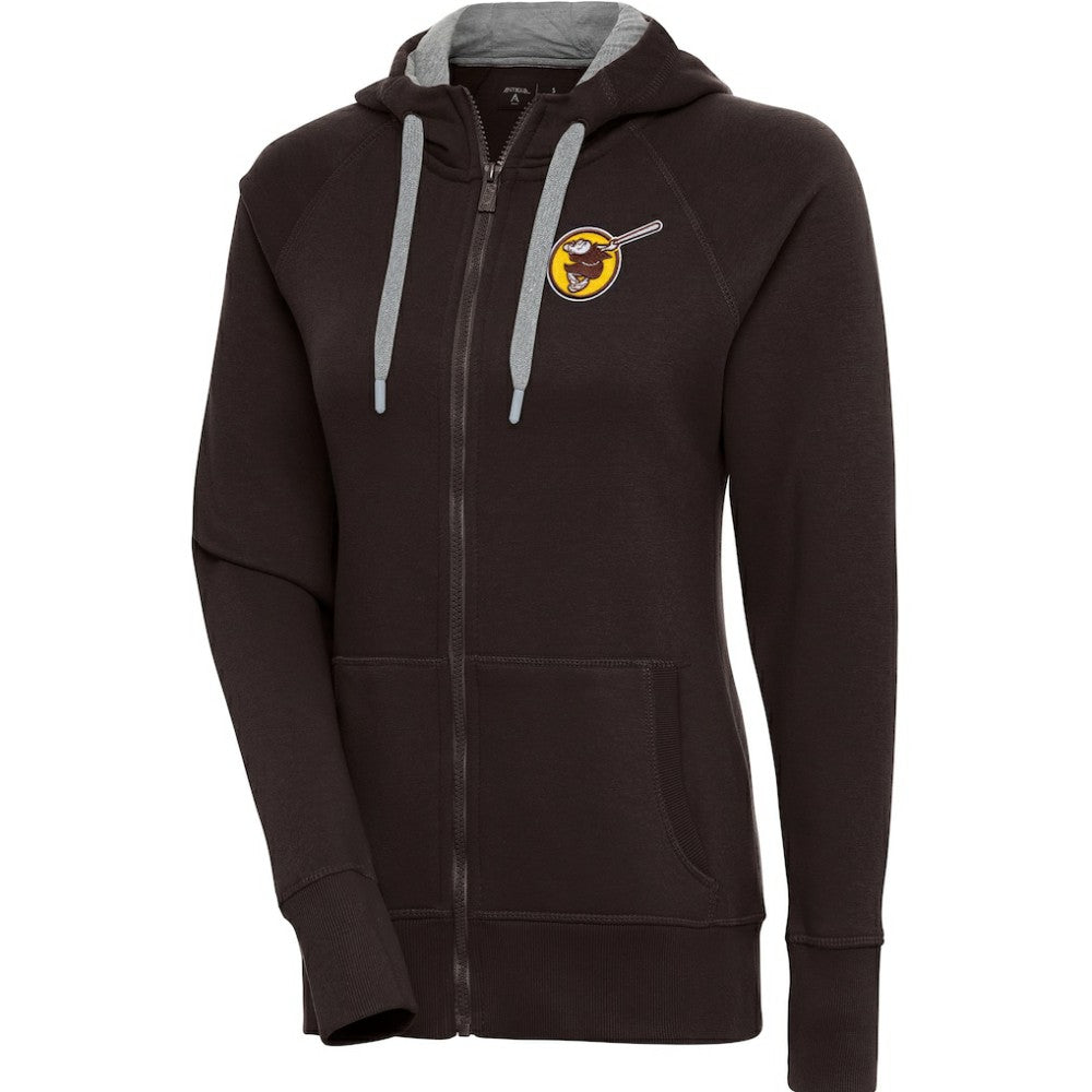 San Diego Padres Antigua Women's Cooperstown Victory Full-Zip Hoodie Brown