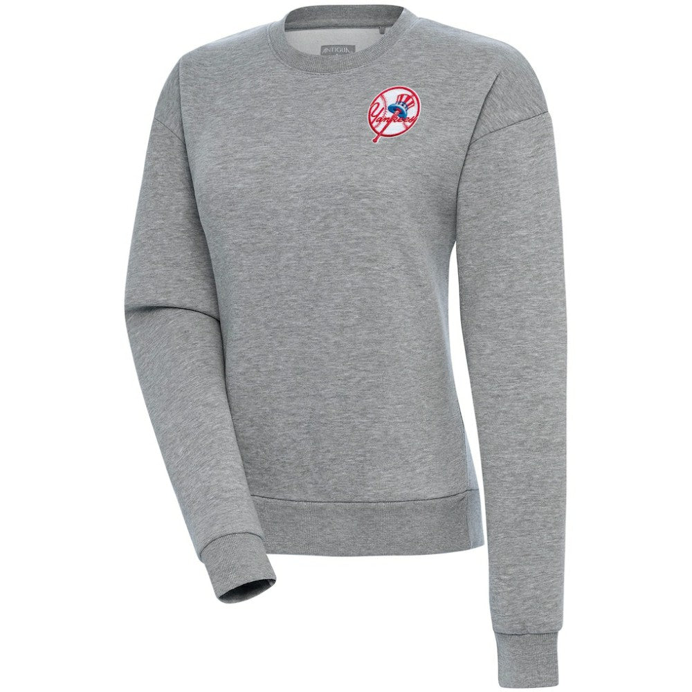 New York Yankees Antigua Women's Cooperstown Victory Crewneck Pullover Sweatshirt Heather Gray