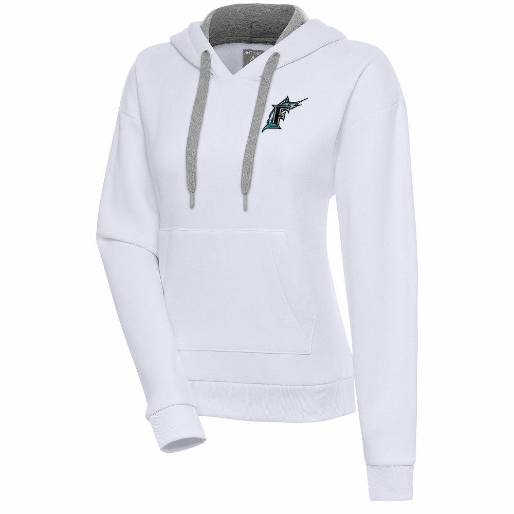 Florida Marlins Antigua Women's Cooperstown Victory Pullover Hoodie White