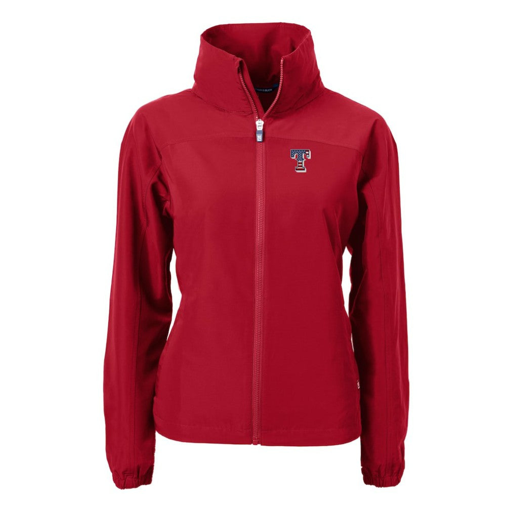 Texas Rangers Cutter & Buck Women's Charter Eco Recycled Full-Zip Jacket Red
