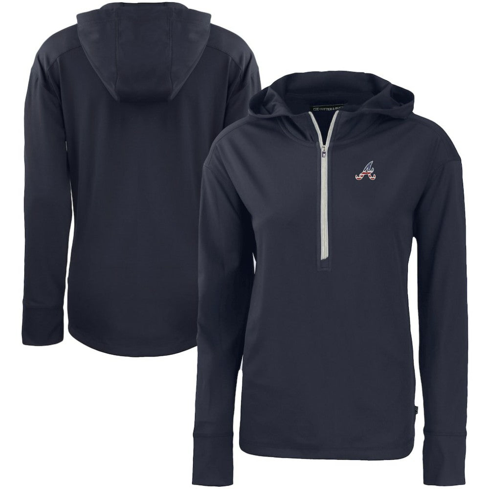 Atlanta Braves Cutter & Buck Women's Daybreak Eco Recycled Half-Zip Hoodie Navy