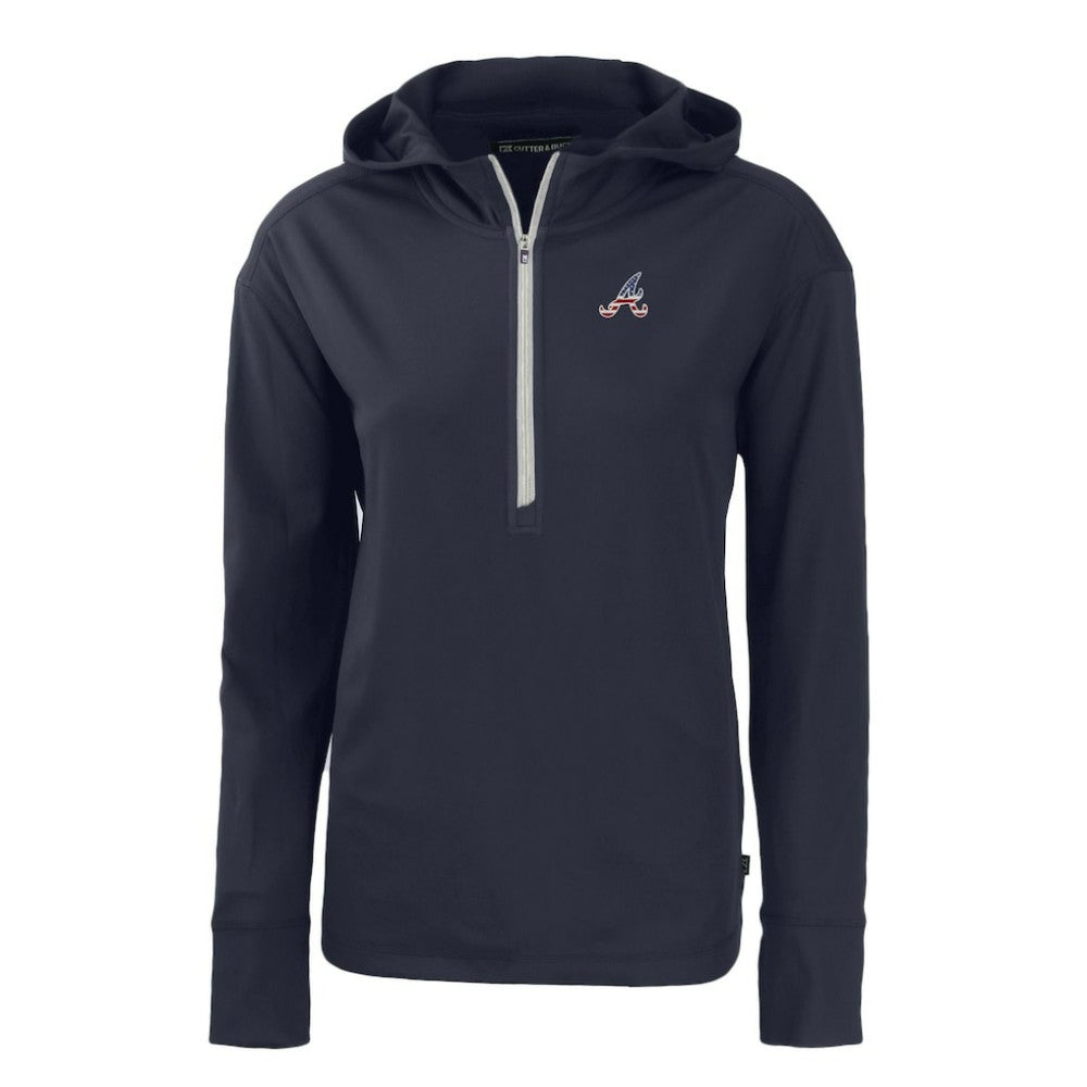 Atlanta Braves Cutter & Buck Women's Daybreak Eco Recycled Half-Zip Hoodie Navy