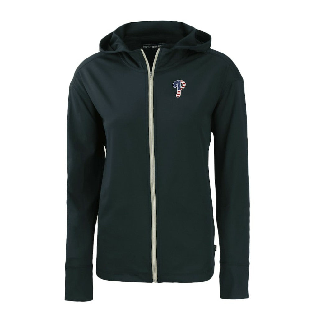 Philadelphia Phillies Cutter & Buck Women's Daybreak Eco Recycled Full-Zip Hoodie Navy