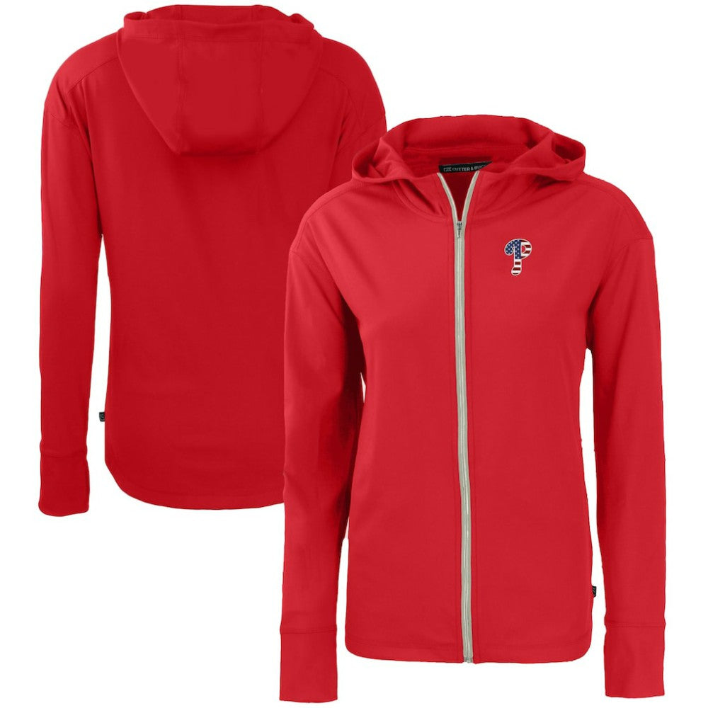 Philadelphia Phillies Cutter & Buck Women's Daybreak Eco Recycled Full-Zip Hoodie Red