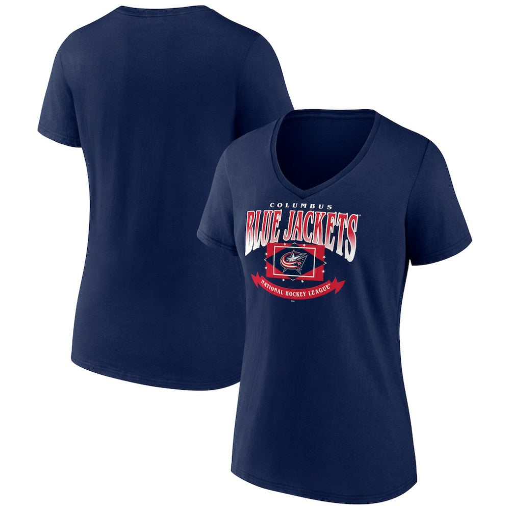 Columbus Blue Jackets Women's Slapshot V-Neck T-Shirt - Navy T-shirts