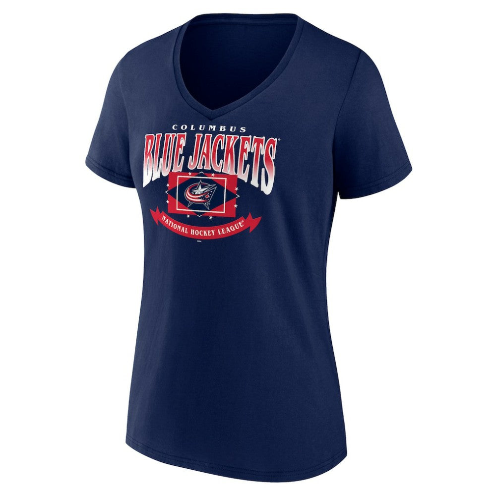 Columbus Blue Jackets Women's Slapshot V-Neck T-Shirt - Navy T-shirts