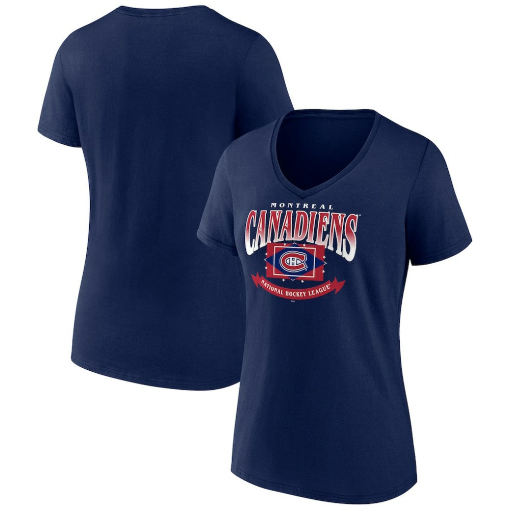 Montreal Canadiens Women's Slapshot V-Neck T-Shirt - Navy T-shirts