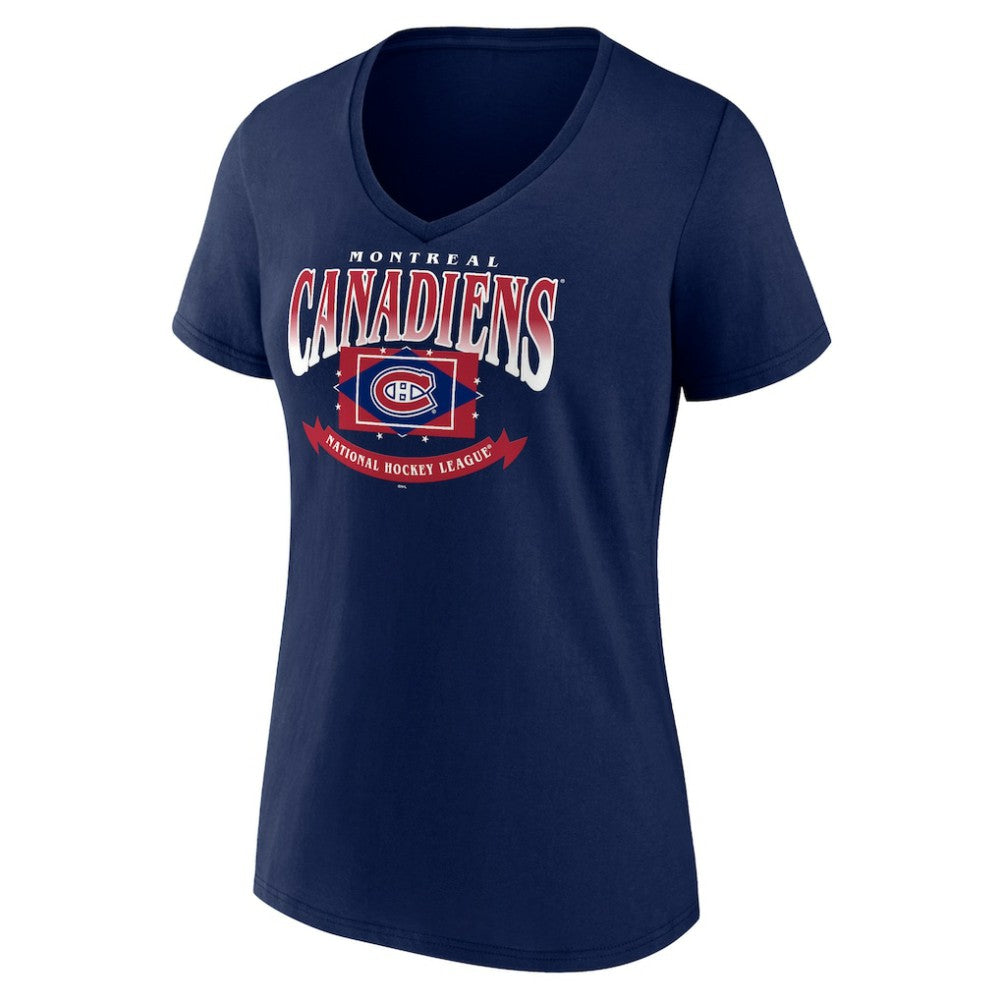 Montreal Canadiens Women's Slapshot V-Neck T-Shirt - Navy T-shirts