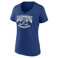 Tampa Bay Lightning Women's Slapshot V-Neck T-Shirt - Blue T-shirts