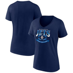 Winnipeg Jets Women's Slapshot V-Neck T-Shirt - Navy T-shirts