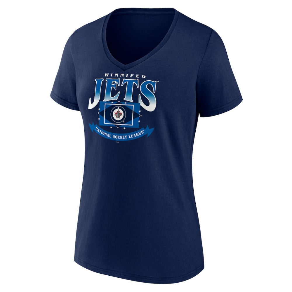 Winnipeg Jets Women's Slapshot V-Neck T-Shirt - Navy T-shirts