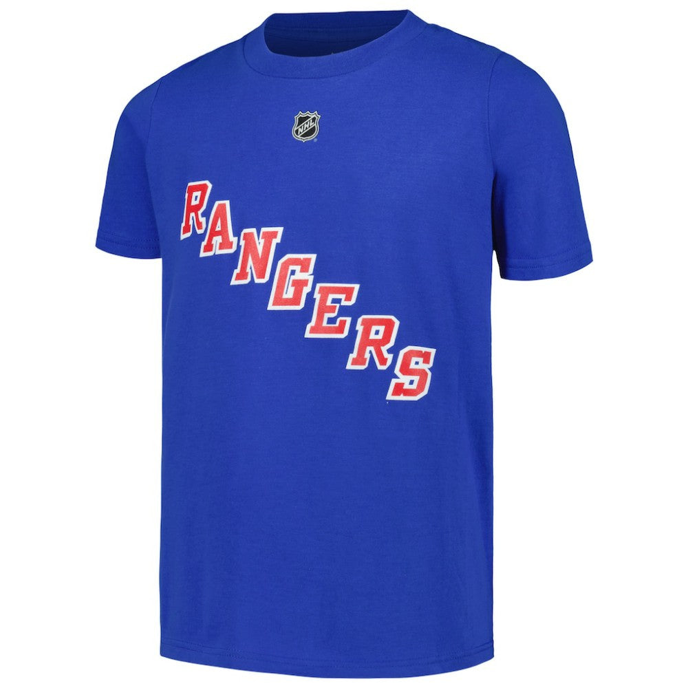Igor Shesterkin New York Rangers Youth Player Name & Number T-Shirt - Blue T-shirts