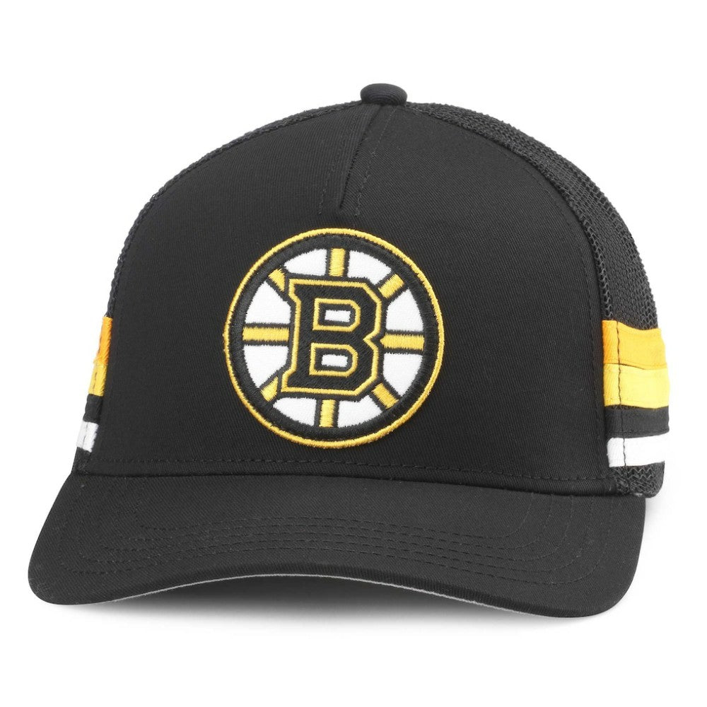 Boston Bruins American Needle HotFoot Stripes Trucker Adjustable Hat - Black Hats