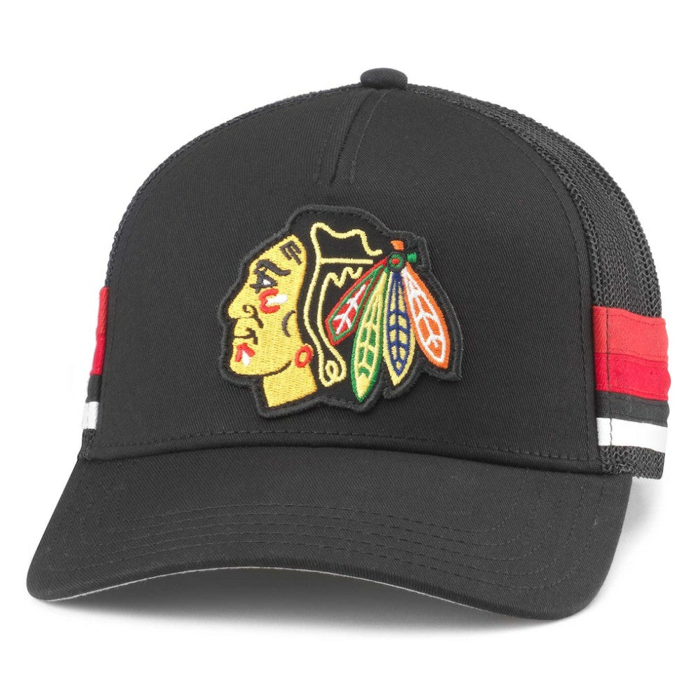 Chicago Blackhawks American Needle HotFoot Stripes Trucker Adjustable Hat - Black Hats