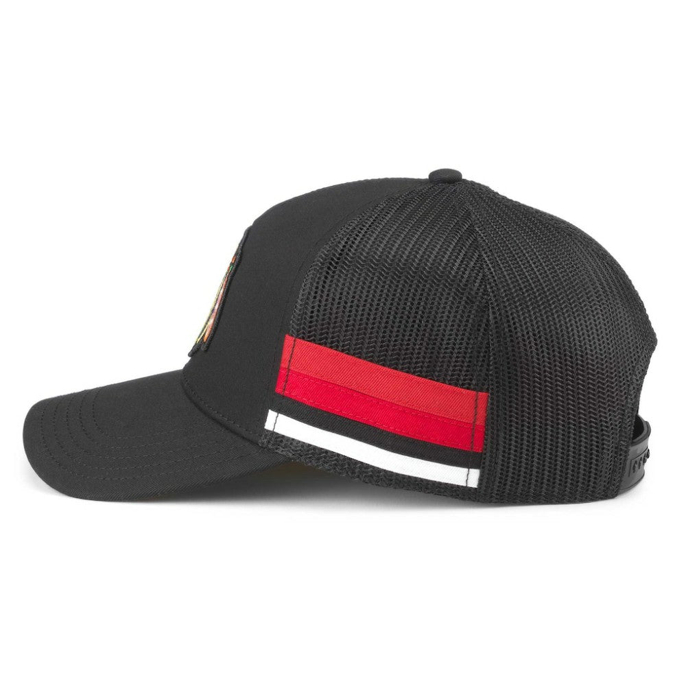 Chicago Blackhawks American Needle HotFoot Stripes Trucker Adjustable Hat - Black Hats