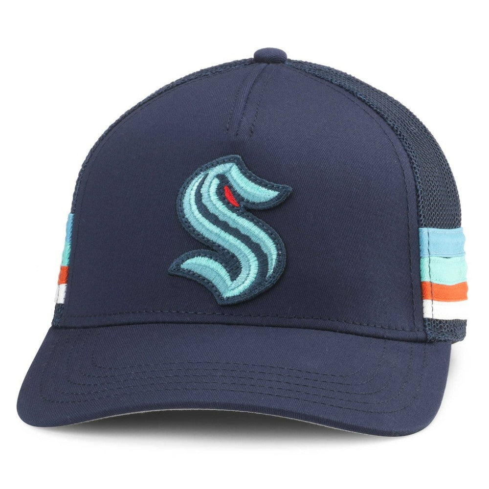 Seattle Kraken American Needle HotFoot Stripes Trucker Adjustable Hat - Deep Sea Blue Hats