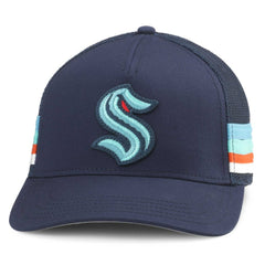 Seattle Kraken American Needle HotFoot Stripes Trucker Adjustable Hat - Deep Sea Blue Hats