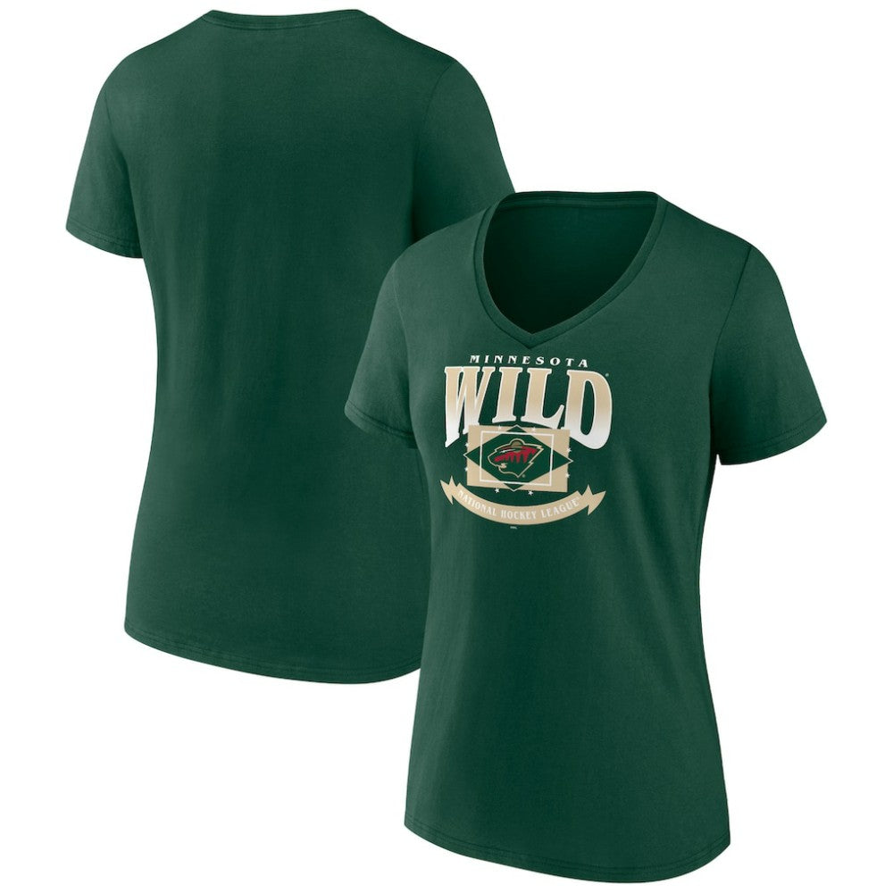 Minnesota Wild Women's Slapshot V-Neck T-Shirt - Green T-shirts