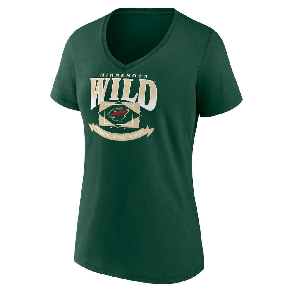 Minnesota Wild Women's Slapshot V-Neck T-Shirt - Green T-shirts