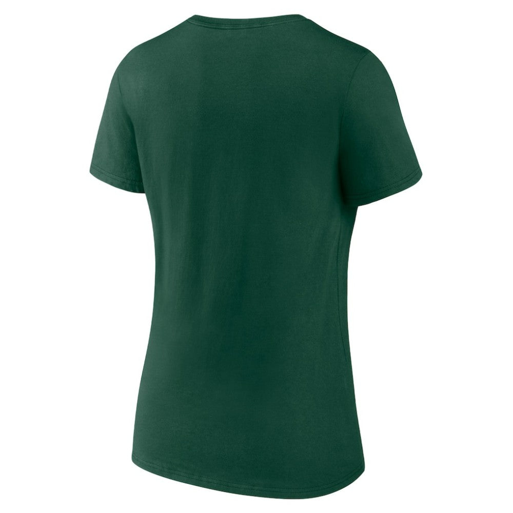 Minnesota Wild Women's Slapshot V-Neck T-Shirt - Green T-shirts