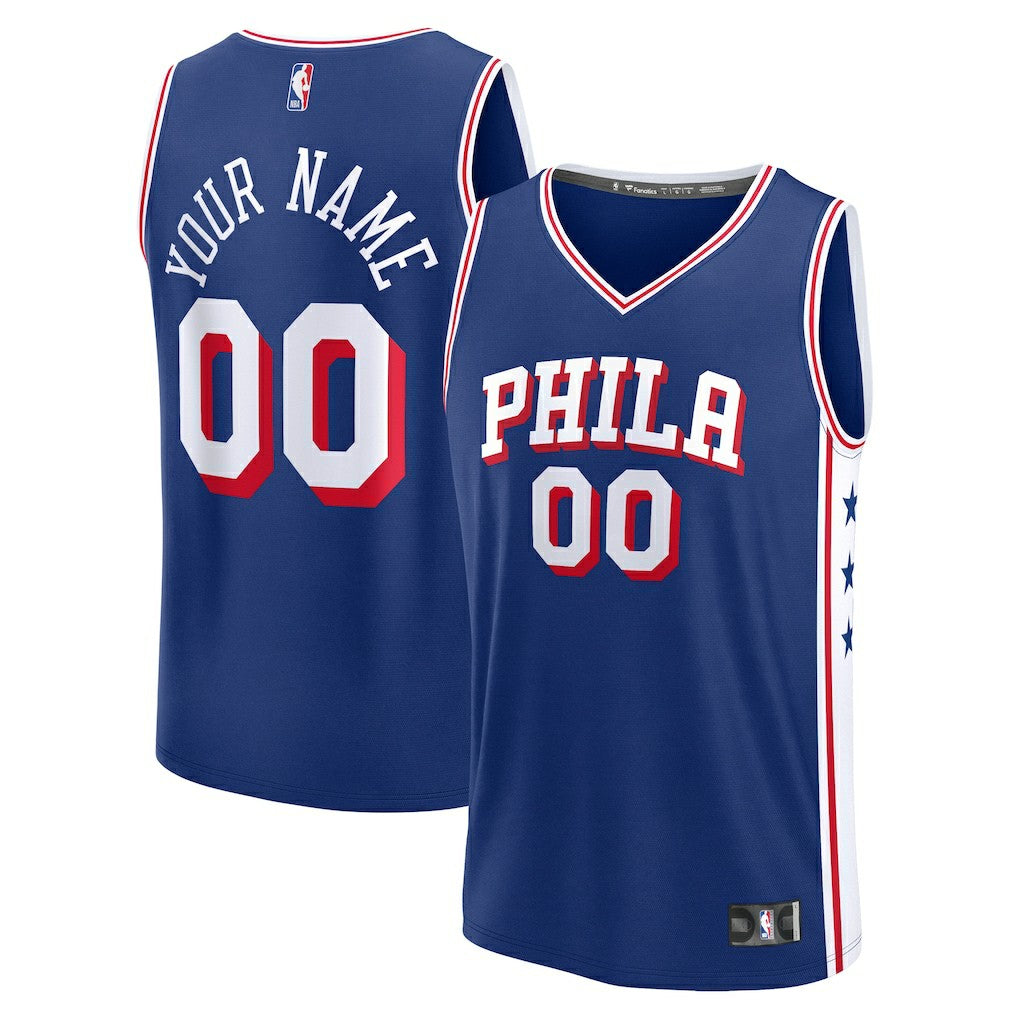 Philadelphia 76ers Youth Fast Break Custom Replica Jersey - Blue - Icon Edition cheap