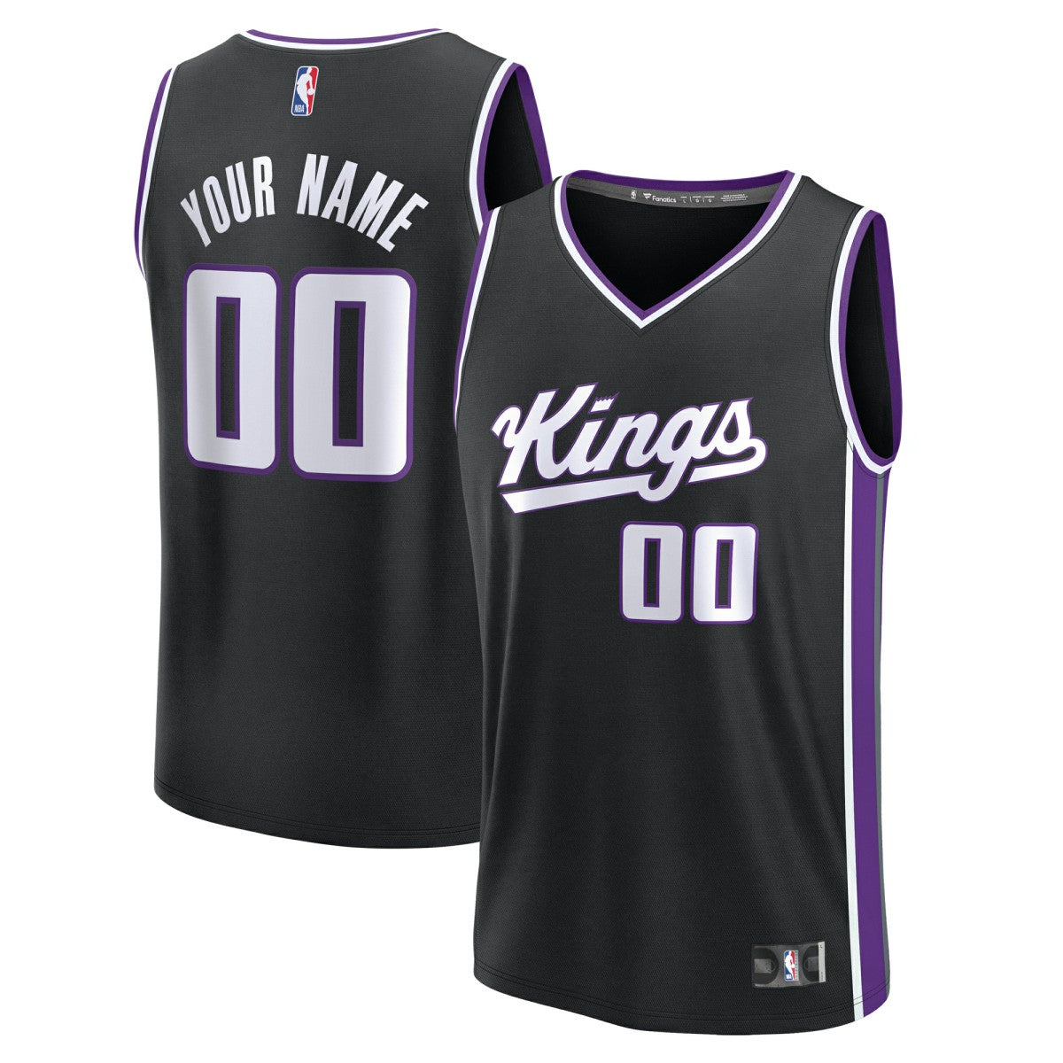 Sacramento Kings Youth Fast Break Custom Replica Jersey - Black - Icon Edition sale