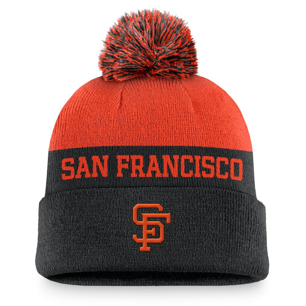 San Francisco Giants Rewind Peak Cuffed Knit Hat with Pom Black