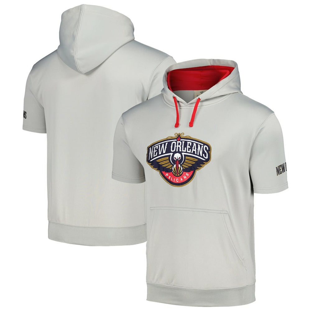 New Orleans Pelicans Short Sleeve Pullover Hoodie - Silver/Red sale