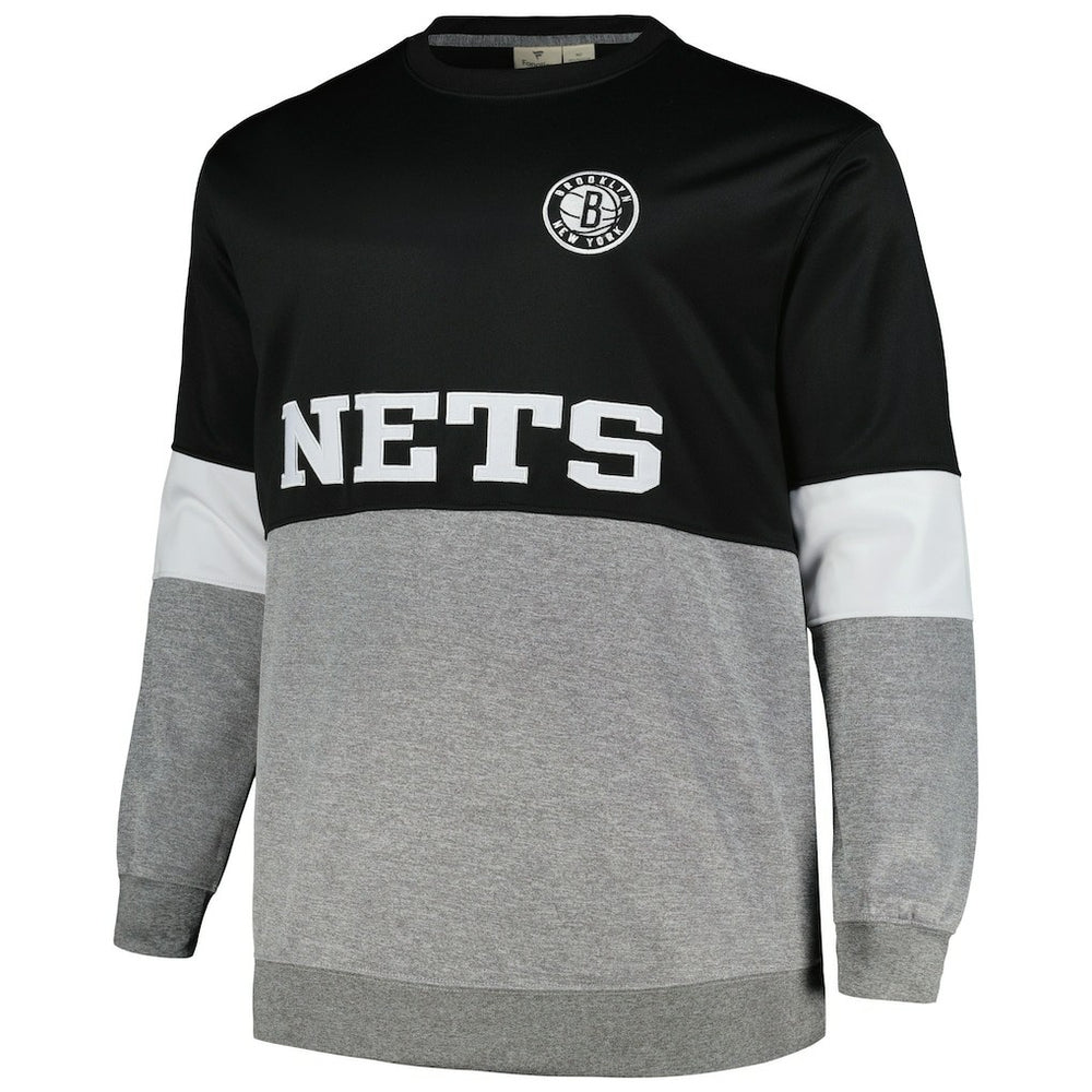 Brooklyn Nets Big & Tall Split Pullover Sweatshirt - Black/Heather Gray cheap