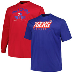 Philadelphia 76ers Big & Tall Short Sleeve & Long Sleeve T-Shirt Set - Royal/Red discount