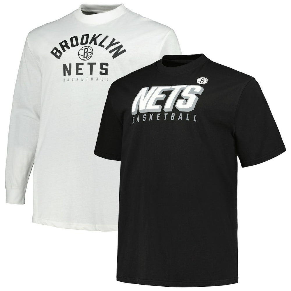 Brooklyn Nets Big & Tall Short Sleeve & Long Sleeve T-Shirt Set - Black/White sale