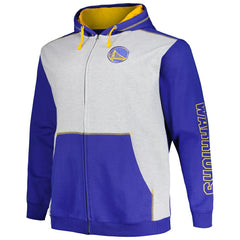 Golden State Warriors Big & Tall Contrast Pieced Stitched Full-Zip Hoodie sale - Royal/Heather Gray outlet