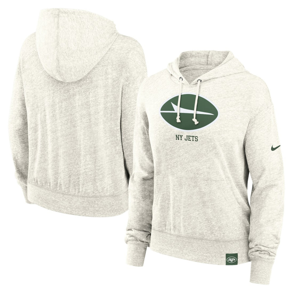 New York Jets Women's Gym Vintage Logo Pullover Hoodie - Cream cheap