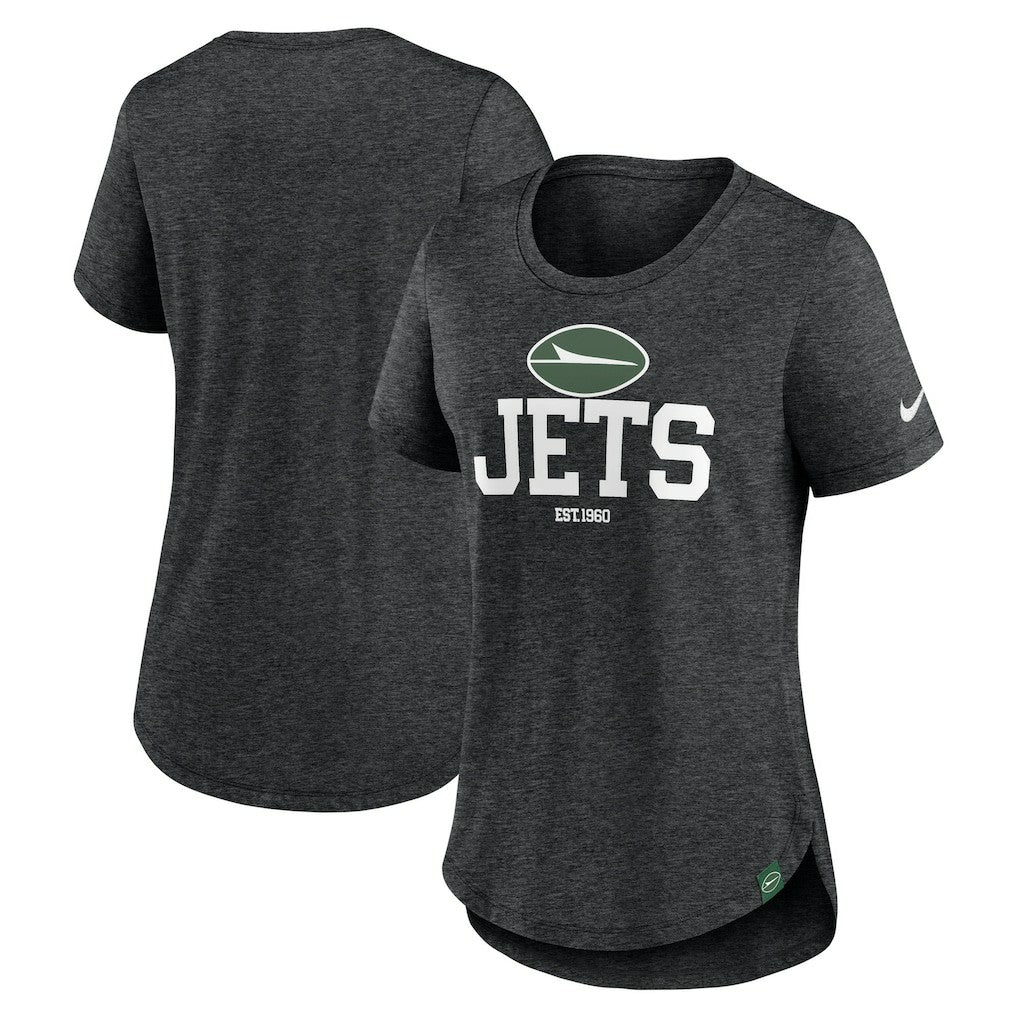 New York Jets Women's Fashion Tri-Blend T-Shirt - Heather Black cheap