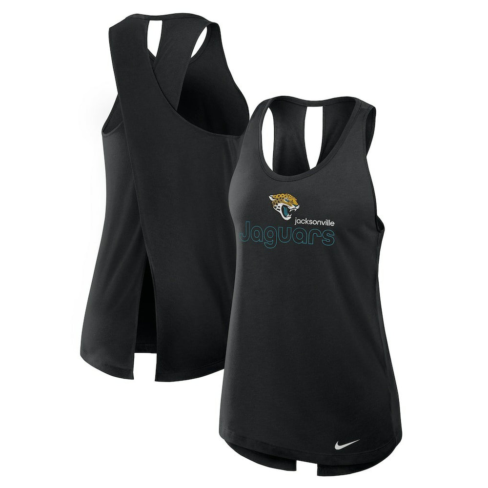 Jacksonville Jaguars Women's Open-Back Crisscross Dri-FIT Tank Top - Black for sale