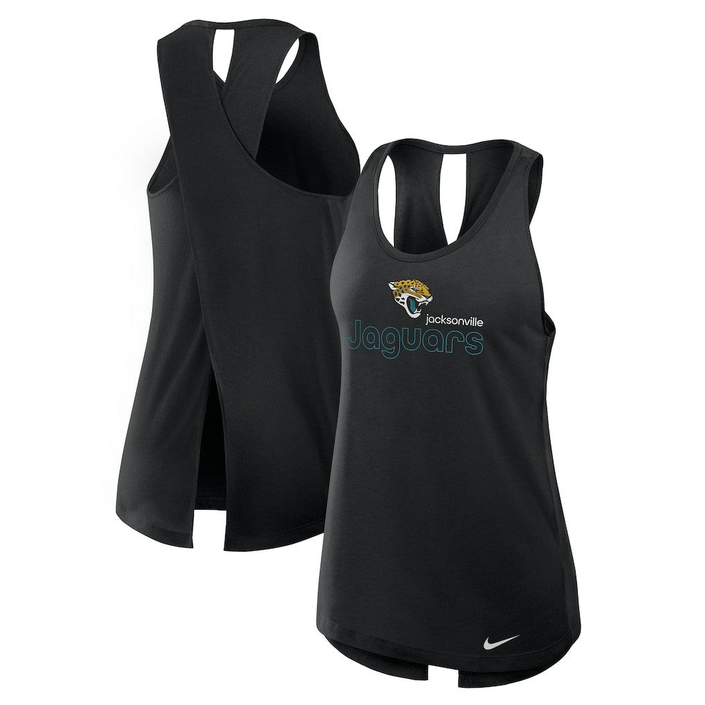 Jacksonville Jaguars Women's Open-Back Crisscross Dri-FIT Tank Top - Black for sale