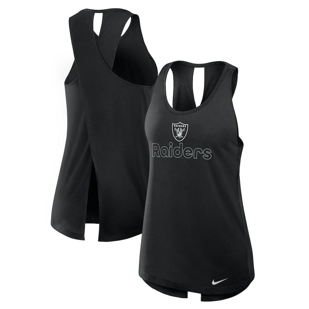 Las Vegas Raiders Women's Open-Back Crisscross Dri-FIT Tank Top - Black cheap